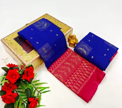 Zig Zag Digital Print Saree with Foil Print and Contrast Jari Border